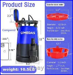 1HP 750W 4623GPH Submersible Sump Pump Electric 3 in 1 Clean/Dirty Water Utility