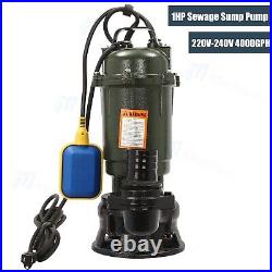 1HP 750W Submersible Sewage Sump Pump WithFloat Heavy Duty Cast Iron 4000GPH 220V