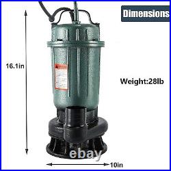 1HP 750W Submersible Sewage Sump Pump WithFloat Heavy Duty Cast Iron 4000GPH 220V