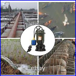 1HP 750W Submersible Sewage Sump Pump WithFloat Heavy Duty Cast Iron 4000GPH 220V