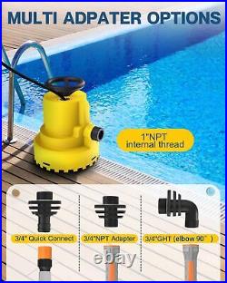 1HP Automatic Submersible Water Pump, 2800 GPH Sump Pump for Pool Draining, 1