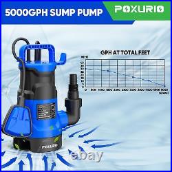 1HP Sump Pump, 5000GPH Automatic Basement Sump Pump with Float Switch, 750W S