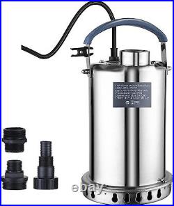 1HP Sump Pump Submersible 4000GPH Water for Pool Stainless Steel