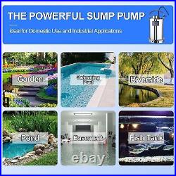 1HP Sump Pump Submersible 4000GPH Water for Pool Stainless Steel