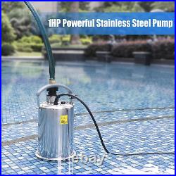 1HP Sump Pump Submersible Water Pump 4000GPH Stainless Steel Water Removal Drai