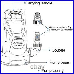 1Hp 3500 Gph Sump Pump Submersible Utility Water Pump Portable Transfer Electr