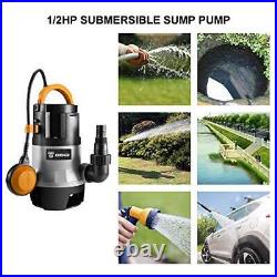 1/2HP 400W 1981GPH Sump Pump Submersible Pump Clean/Dirty Water Pump 16ft Cable
