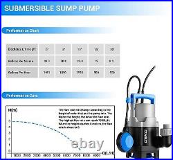 1/2HP 400W Sump Pump 1981GPH Submersible Pump Clean/Dirty Water Pump Swim pool