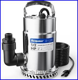 1/2HP Submersible Utility Pump 3030GPH Stainless Steel Sump Pump Water Removal