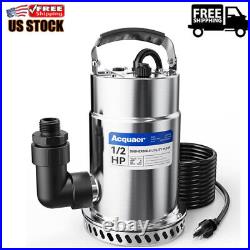 1/2HP Submersible Utility Pump 3030GPH Stainless Steel Sump Pump Water Removal