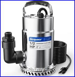 1/2HP Submersible Utility Pump 3030GPH Stainless Steel Sump Pump Water Removal