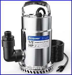 1/2HP Submersible Utility Pump Stainless Steel Sump Pump Water Removal 3030GPH