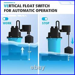 1/2HP Sump Pump Submersible 2980GPH Vertical Float Switch Automatic Utilit