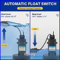 1/3HP Sump Pump, 3040GPH Submersible Clean/Dirty Water Pump with Automatic Float