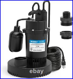 1/3HP Sump Pump Submersible Clean/Dirty Water Pump with Automatic Float Switch