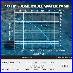 1/3 HP Automatic Water Pump 2250GPH Submersible Utility Pump with 3/4 Gar