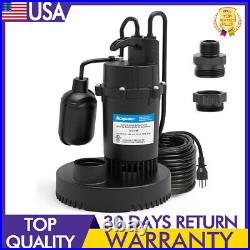 1/3 HP Sump Pump 3040 GPH Submersible Clean/Dirty Water Pump With Automatic Float