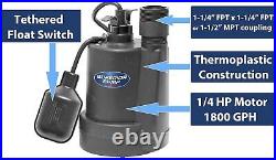 1/4-HP Thermoplastic Submersible Sump Pump with Tethered Float Switch Water Pump