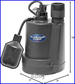 1/4-HP Thermoplastic Submersible Sump Pump with Tethered Float Switch Water Pump