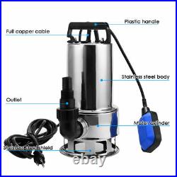 1.5HP 16000L/H Submersible Stainless Steel Clean Water Pump Sump Pond Flood