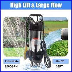 1.5HP Sewage Grinder Sump Pump WithFloat Heavy Duty Stainless Steel 6000GPH 110V