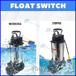 1.5HP Sewage Grinder Sump Pump WithFloat Heavy Duty Stainless Steel 6000GPH 110V