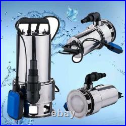 1.5HP Water Submersible Pump Stainless Steel Silver Clear Dirty Pool Pond Drain