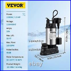 1.5 HP Submersible Cast Iron And Steel Sump Pump, 6000 Gph Submersible Water