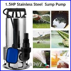 1.5hp Stainless Steel Sump Pump Submersible Water Pump Clean/dirty Water Pool
