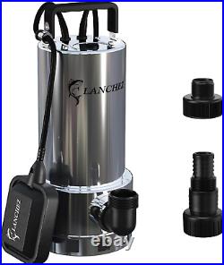 1.6HP 5177GPH Stainless Steel Water Sump Pump, Clean/Dirty Submersible Pump with