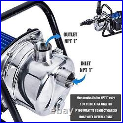 1.6HP Shallow Well Stainless Steel Sump Pump Portable Transfer Water Pump Sta