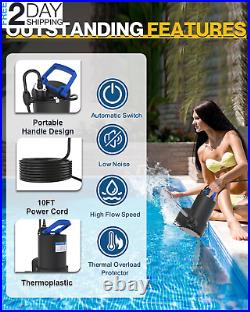 1 HP Automatic Submersible Sump Pump, 2800 GPH Water Pump Utility Pump for Poo