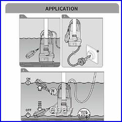 1 HP Submersible Sump Pump 4462GPH Clean & Dirty Water Transfer Pump Float Switc