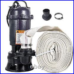 2HP Submersible Sump Pump 1500W Cast Iron Sewage Pump 6498GPH with66ft HOSE 220V