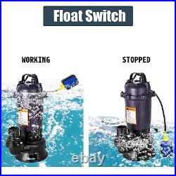 2HP Submersible Sump Pump 1500W Cast Iron Sewage Pump 6498GPH with66ft HOSE 220V