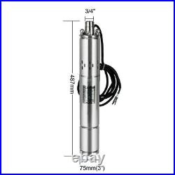 3/4 36V DC Water Sump Submersible Pump Deep Well Pump With MPPT Controller 80m