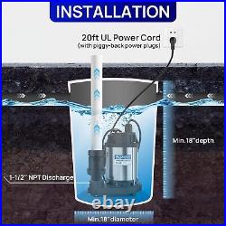 4200 GPH Stainless Steel and Thermoplastic Submersible Wa. 3/4 HP Sump Pump