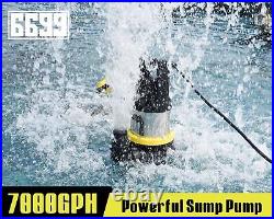 6699 Sump Pump Submersible 7000GPH Powerful Water Pool Draining 1.5HP Stainless