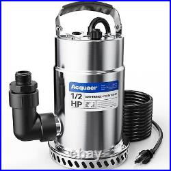 Acquaer 1/2HP Submersible Utility Pump, 3030GPH Stainless Steel Sump Pump, Wa