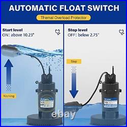 Acquaer 1/2HP Sump Pump, 4060GPH Submersible Clean/Dirty Water Pump with