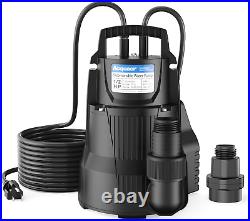 Acquaer 1/2 HP Automatic Sump Pump, 2450GPH Submersible Water Pump with 3/4Gard