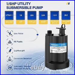 Acquaer Submersible Water Pump 1/6 HP Sump Pump Thermoplastic Utility Pump Sm