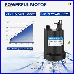 Acquaer Submersible Water Pump 1/6 HP Sump Pump Thermoplastic Utility Pump Sm