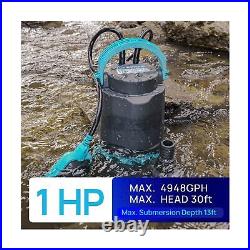 Aquastrong 1HP Sump Pump 4948GPH Submersible Clean/Dirty Water Pump with Floa