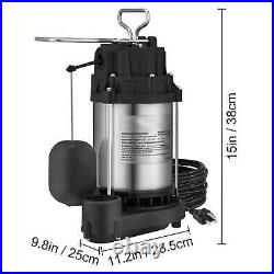 BENTISM Submersible Sump Pump Water Pump 1/2 HP 4320GPH Cast Iron Steel Basement