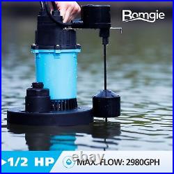 BOMGIE 1/2HP Sump Pump Submersible 2980GPH