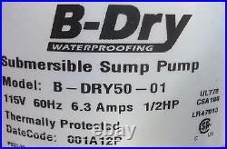 B-DRY 1/2 HP Submersible Sump Pump Probe Switch High Water Alarm B-DRY50-01 NIB