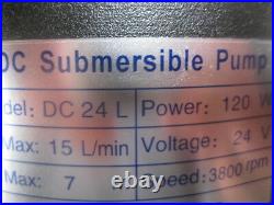 Big 24 Volt DC 120 Watt Water Sump Pump 24V 900LPH 23ft Lift, Continuous duty