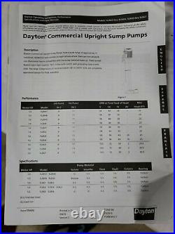 DAYTON 5URJ5 Upright Sump Pump 1/2 HP 10 Ft. Of Head 72.0 gpm