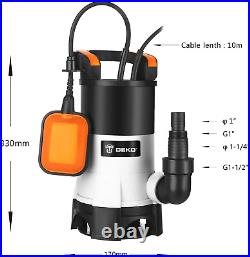 DEKO Sump Pump 1HP 3698GPH 750W Submersible Water Pump with Float Switch and Max
